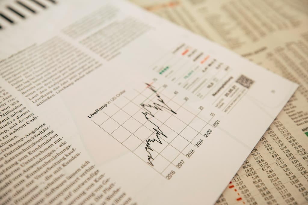 Abstract digital financial data visualization.